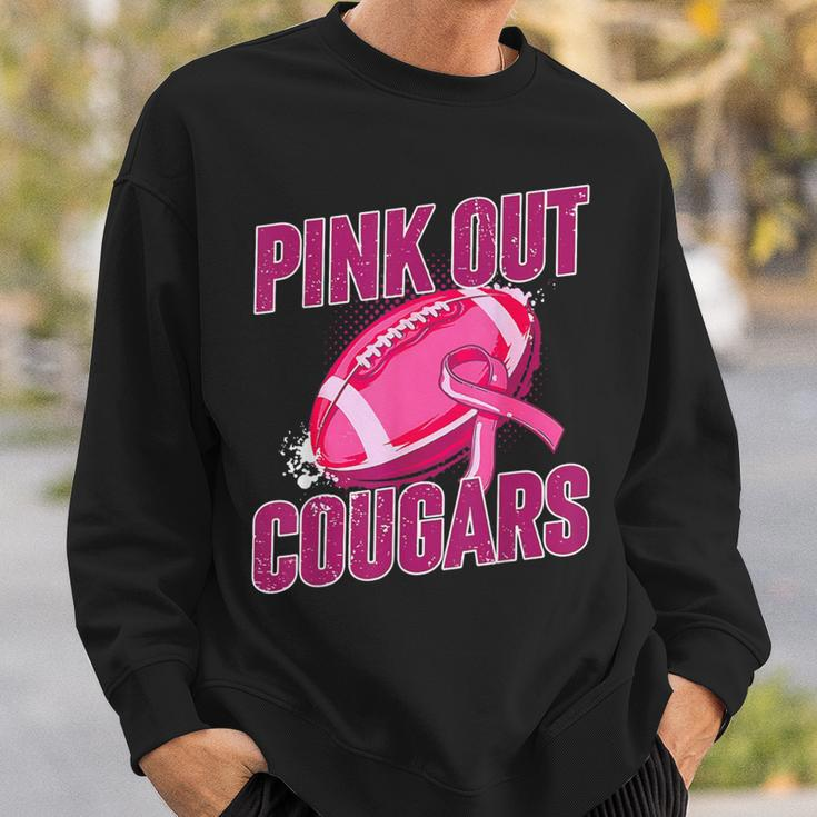 Cougars Pink Out Football Tackle Breast Cancer Sweatshirt Gifts for Him