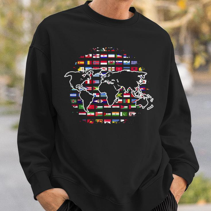 Country Flags World Map Traveling International World Flags Sweatshirt Gifts for Him