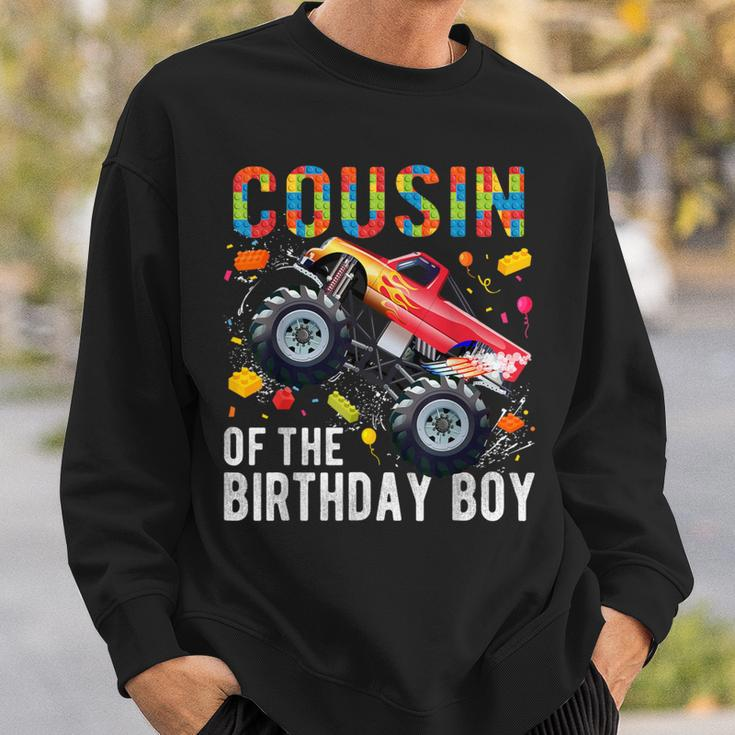 Cousin Birthday Boy Building Blocks Monster Truck Sweatshirt Gifts for Him