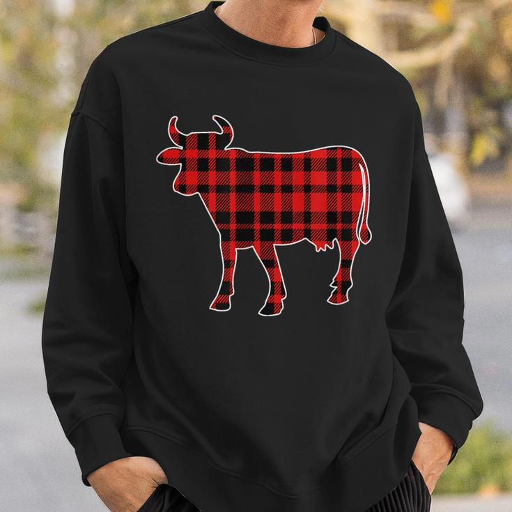 Cow Buffalo Plaid Costume Cow Lover Gift Xmas Sweatshirt Gifts for Him