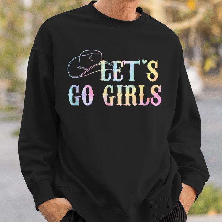 Cowgirls Bride Nashville Bachelorette Lets Go Girls Tie Dye Sweatshirt Gifts for Him