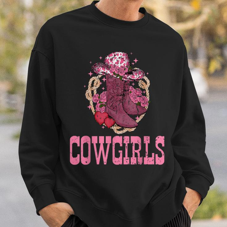Cowgirls Pink Cowboy Hat Boots Western Cowgirls Rodeo Rodeo Funny Gifts Sweatshirt Gifts for Him