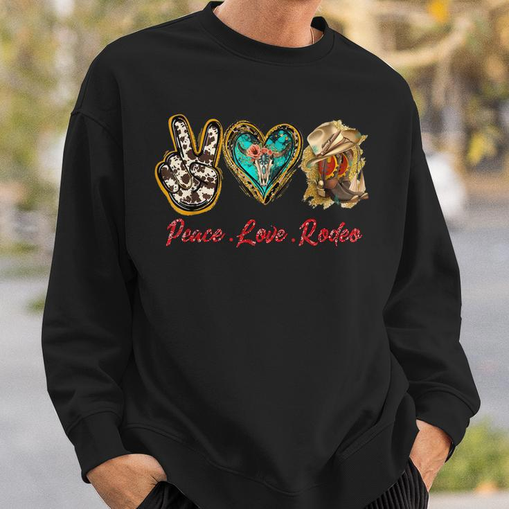 Cowhide Turquoise Cowgirl Cowboy Boots Peace Love Rodeo Girl Sweatshirt Gifts for Him