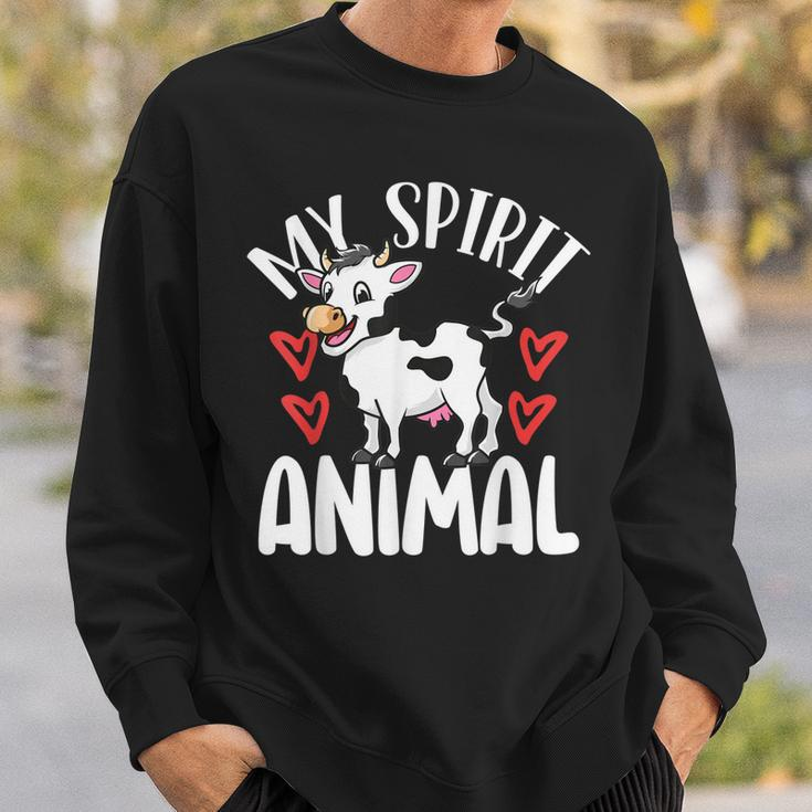 Cute Cows Are My Spirit Animal Colorful Cow Cattle Lover Sweatshirt Gifts for Him