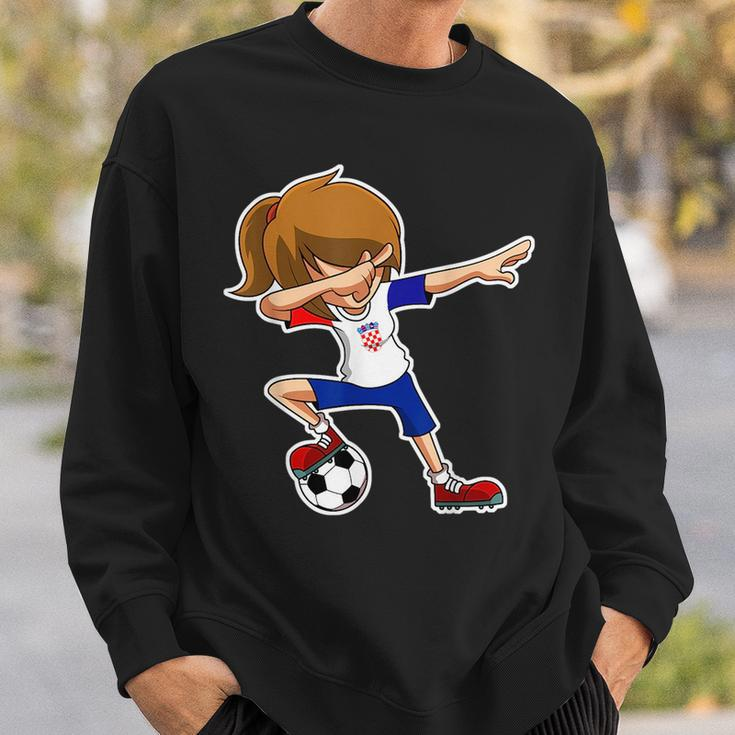 Dabbing Soccer Girl Croatia Croatian Flag Jersey Sweatshirt Gifts for Him