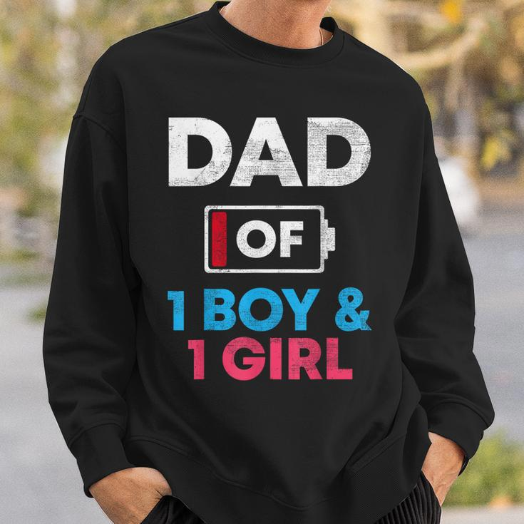 Dad Of 1 Boy And 1 Girl Battery Low Daddy Fathers Day Gift Sweatshirt Gifts for Him