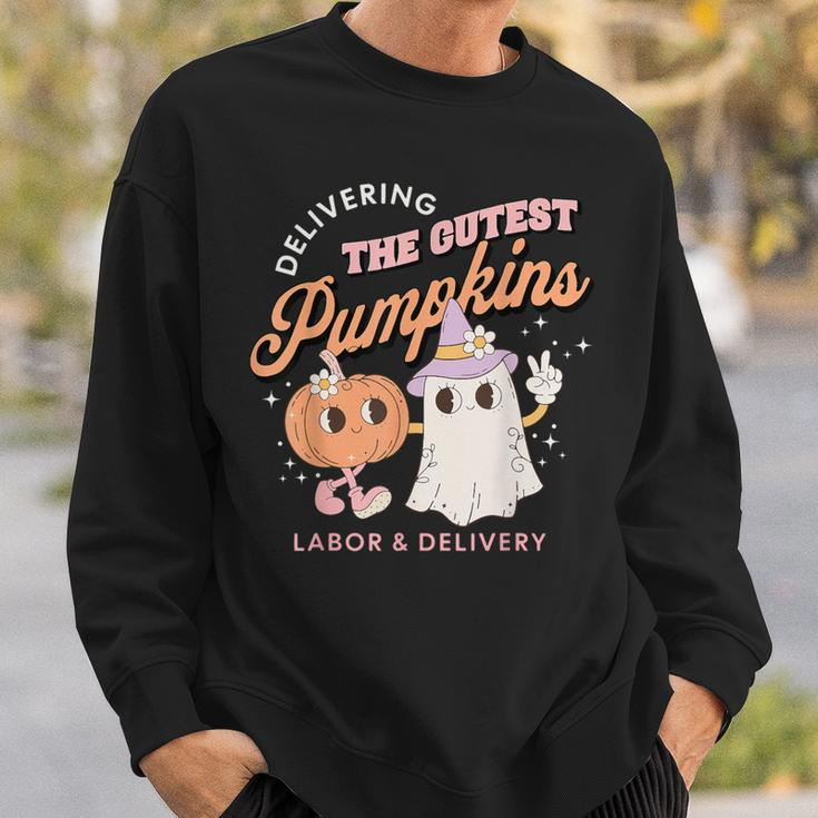 Delivering The Cutest Pumpkins Labor & Delivery Halloween Sweatshirt Gifts for Him