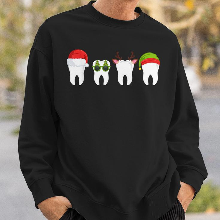 Dentist Christmas Tooth Dental With Xmas Hats Sweatshirt Gifts for Him