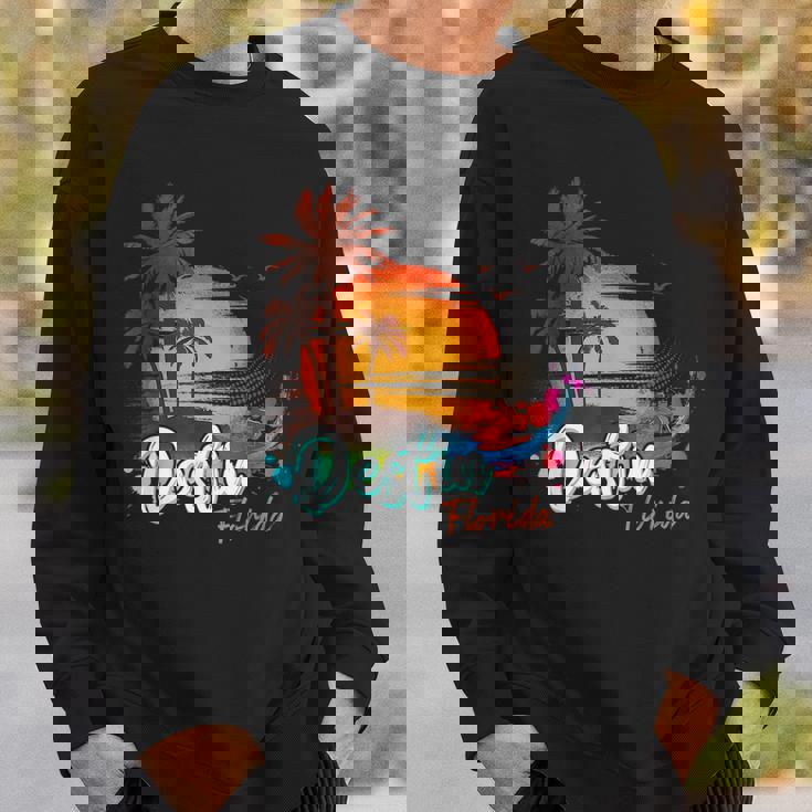 Destin Florida Beach Summer Vacation Palm Trees Sunset Men Florida Gifts & Merchandise Funny Gifts Sweatshirt Gifts for Him