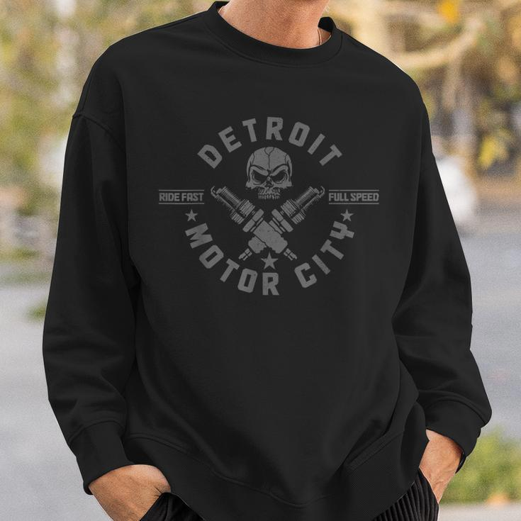 Detroit Michigan Motor City Vintage Biker Sweatshirt Gifts for Him