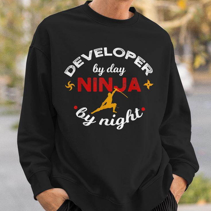Developer By Day Ninja By Night Debugging Coder Geek Sweatshirt Gifts for Him