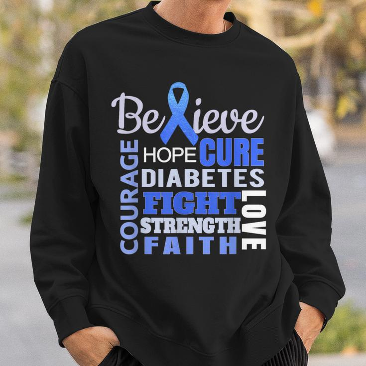 Diabetes AwarenessBlue Ribbon Diabetes Word Sweatshirt Gifts for Him