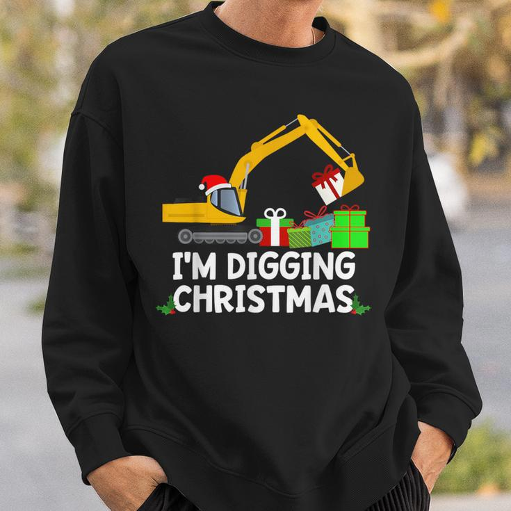 Im Digging Christmas Tractor Boys Excavator Digger Sweatshirt Gifts for Him