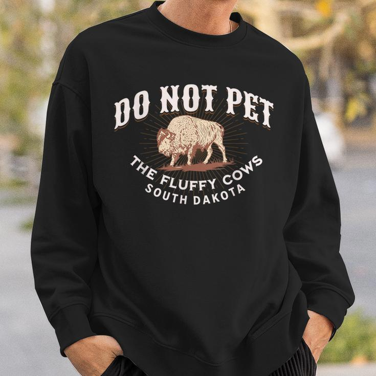 Do Not Pet The Fluffy Cows South Dakota Quote Funny Bison Sweatshirt Gifts for Him