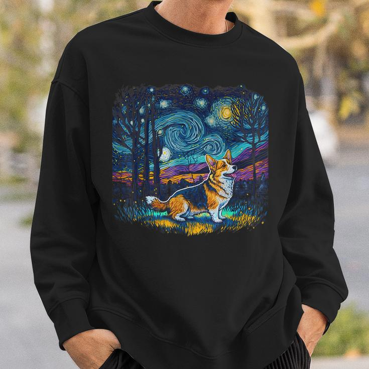 Dog Lovers Starry Night Corgi Sweatshirt Gifts for Him