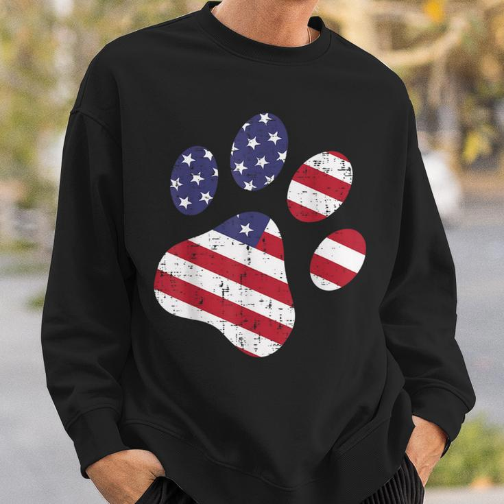 Dog Paw Print American Flag Usa Cute 4Th Of July Fourth Dogs Sweatshirt Gifts for Him