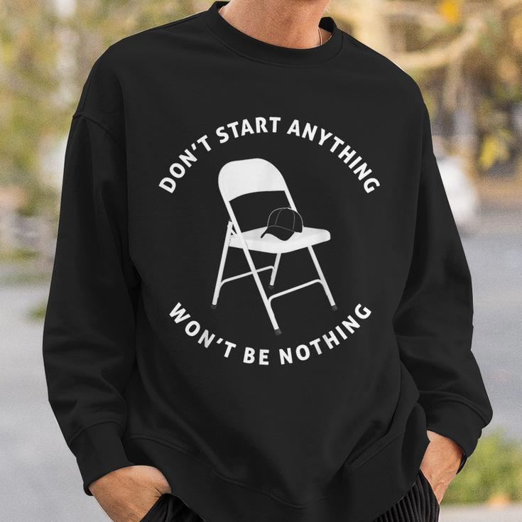 Don't Start Nothing White Metal Folding Chair Alabama Brawl Sweatshirt Gifts for Him