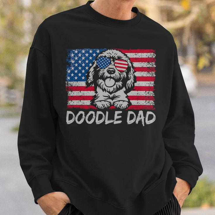 Doodle Dad American Flag Joke Fathers Day Goldendoodle Dad Sweatshirt Gifts for Him
