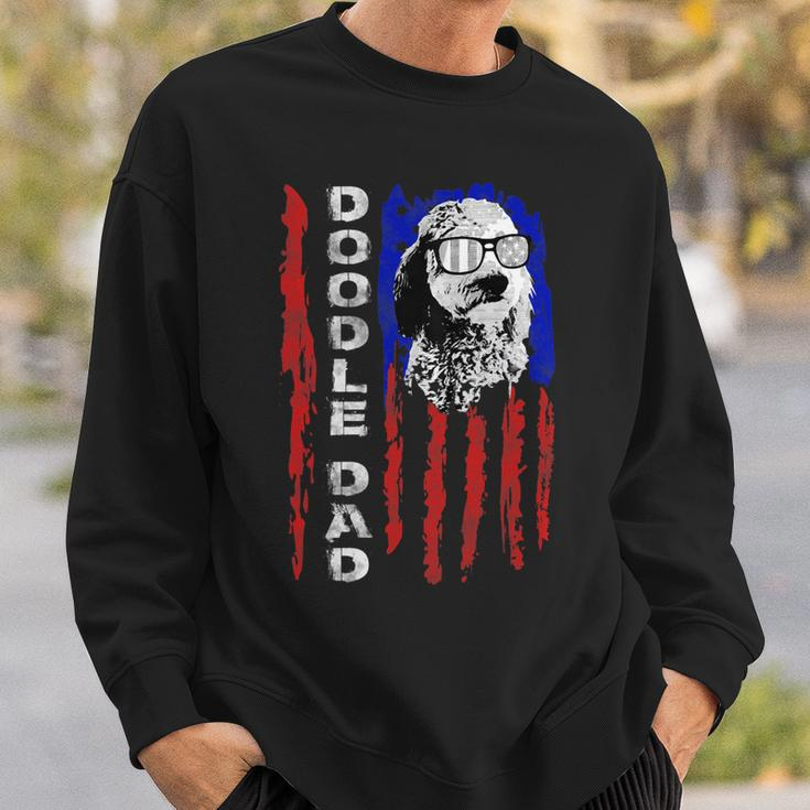 Doodle Dad Goldendoodle Dog American Flag 4Th Of July Men Sweatshirt Gifts for Him