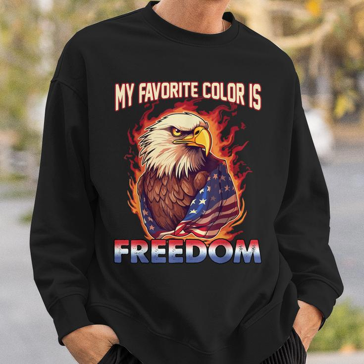Eagle American Flag My Favorite Color Is Freedom Patriotic Sweatshirt Gifts for Him