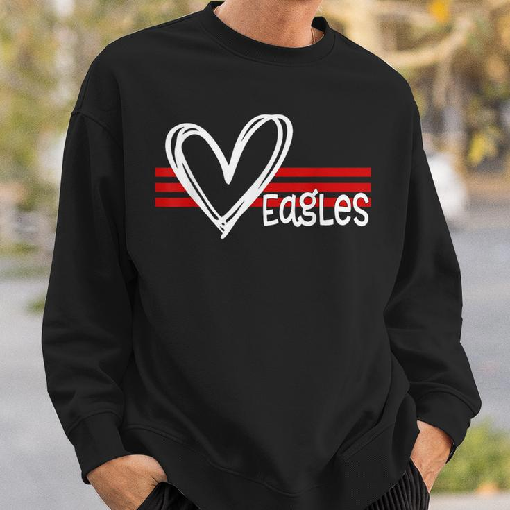 Eagles Pride Teams School Spirit Sports Red Heart Sweatshirt Gifts for Him