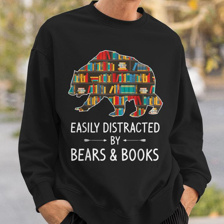 Easily Distracted By Bears & Books Lover Mammal Animal Sweatshirt Gifts for Him
