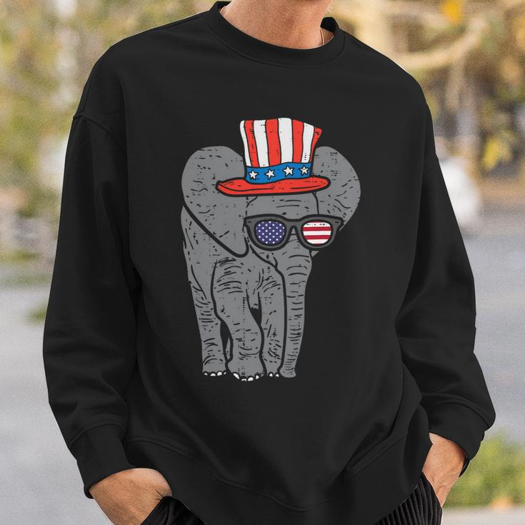 Elephant American Flag Usa 4Th Of July Fourth Patriot Animal Sweatshirt Gifts for Him