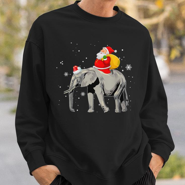 Elephant Christmas Tree Light Hat Xmas Santa Riding Elephant Sweatshirt Gifts for Him