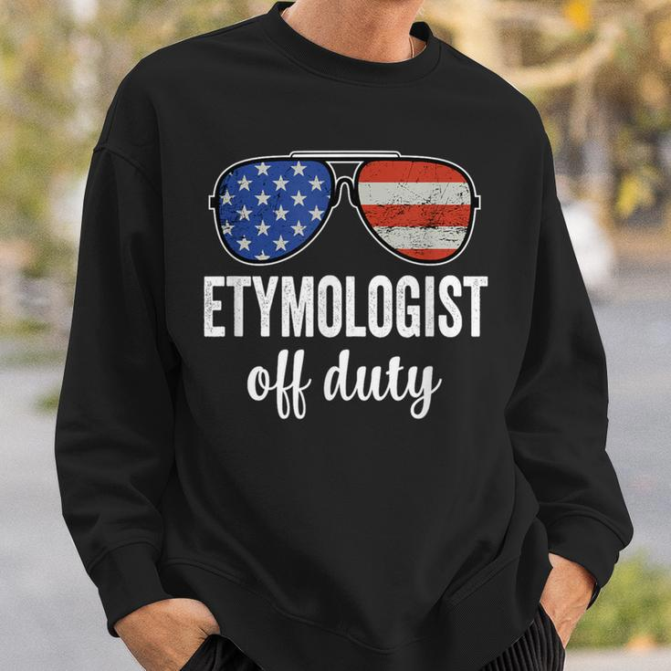 Etymologist Off Duty American Flag Sunglasses Sweatshirt Gifts for Him