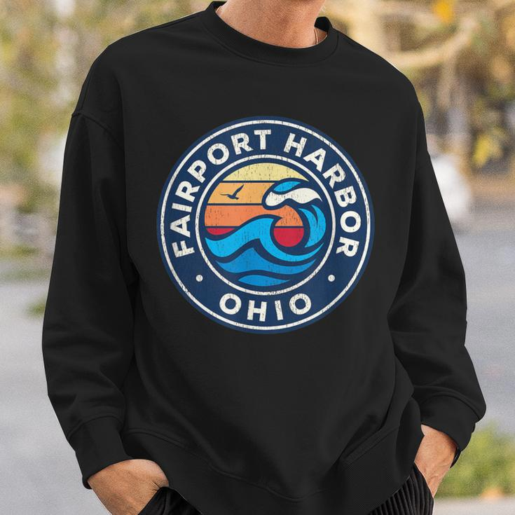 Fairport Harbor Ohio Oh Vintage Nautical Waves Sweatshirt Gifts for Him