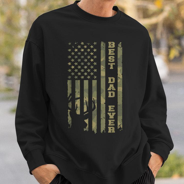 Fathers Day Best Dad Ever Vintage Camo Usa Flag Deer Hunter Sweatshirt Gifts for Him