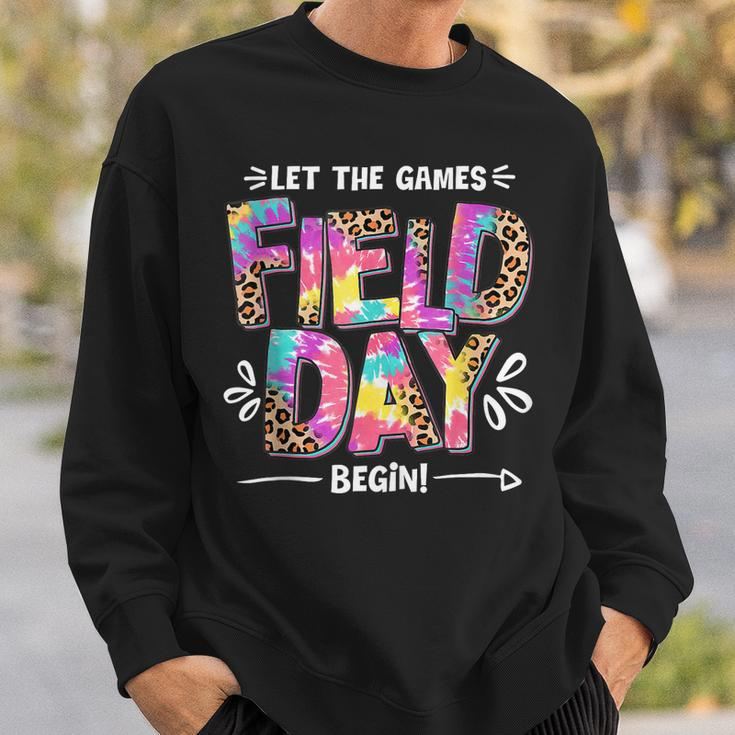 Field Day Let The Games Begin Leopard Tie Dye Field Day Sweatshirt Gifts for Him