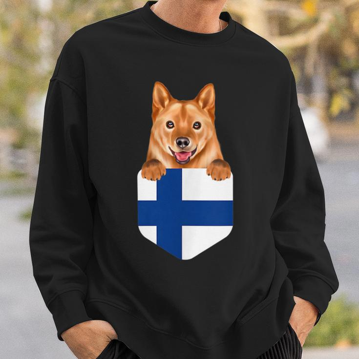 Finland Flag Finnish Spitz Dog In Pocket Sweatshirt Gifts for Him