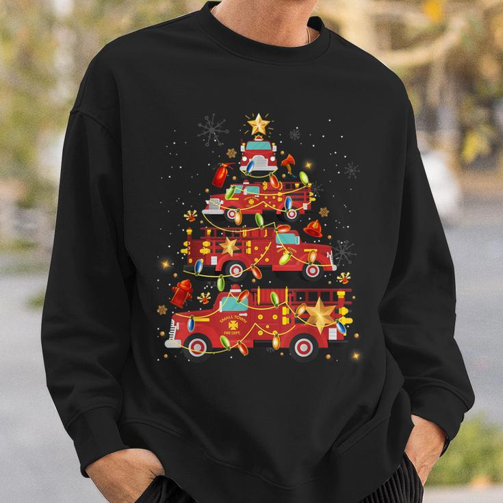 Fire Truck Tree Lights Christmas Firefighter Boys Pajamas Sweatshirt Gifts for Him