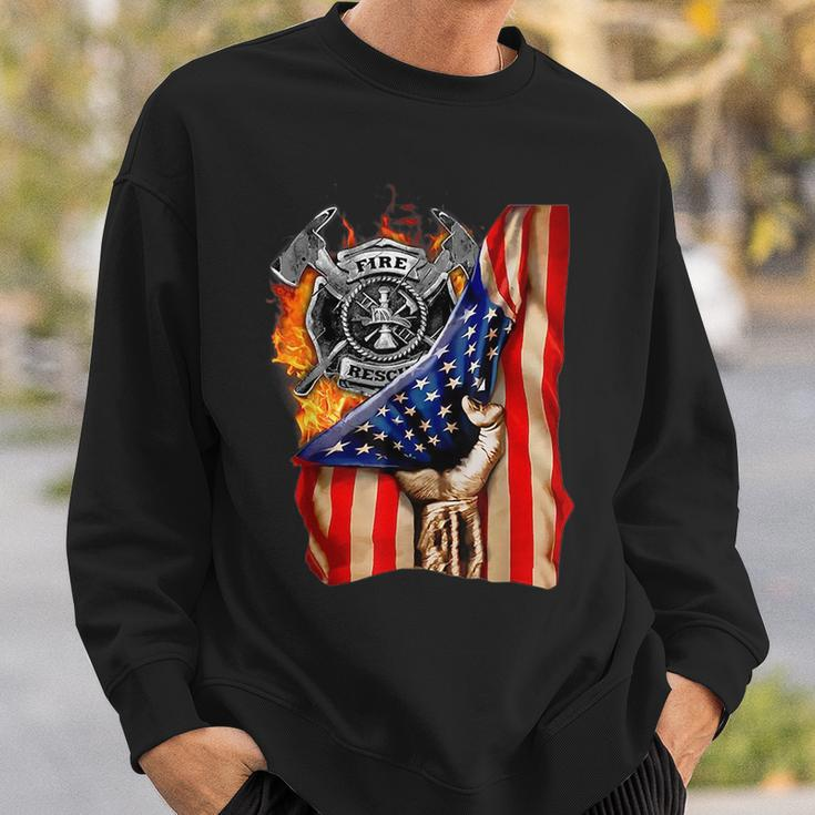 Firefighter American Flag Pride Hand Fire Service Lover Gift Sweatshirt Gifts for Him