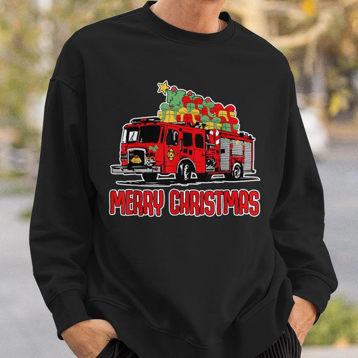 Firetruck Santa Sleigh Fireman Christmas Firefighter Sweatshirt Gifts for Him