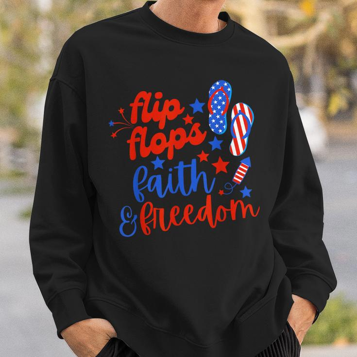 Flip Flops Faith And Freedom Fireworks 4Th Of July Us Flag Sweatshirt Gifts for Him