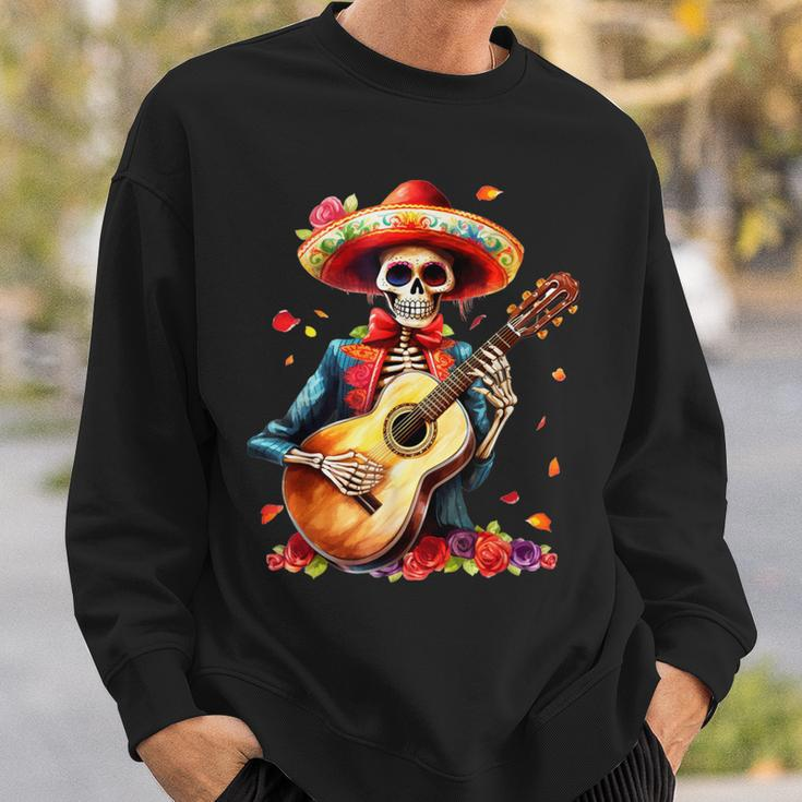 Floral Guitar Dia De Los Muertos Cute Mariachi Day Of Dead Sweatshirt Gifts for Him