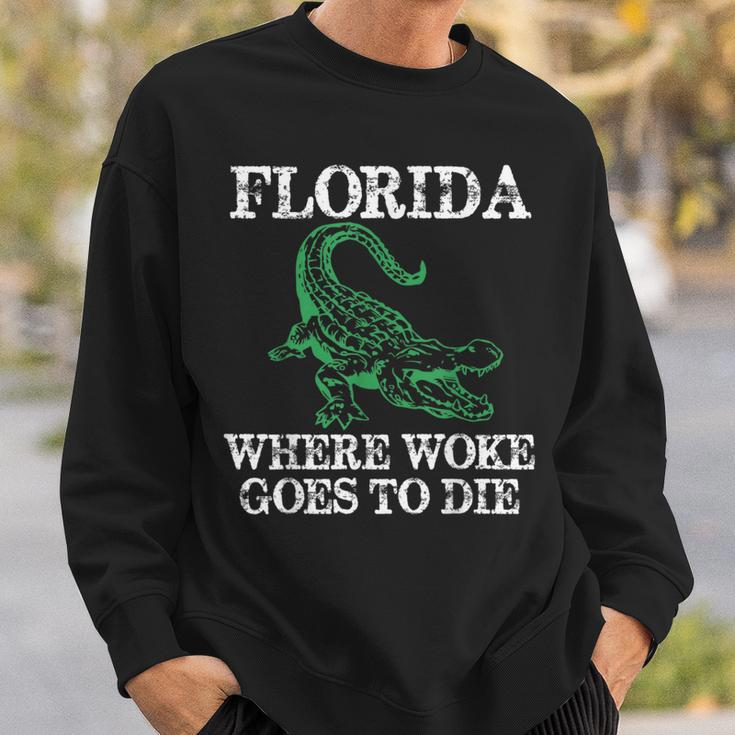 Florida Is Where Woke Goes To Die Crocodile Alligator Sweatshirt Gifts for Him