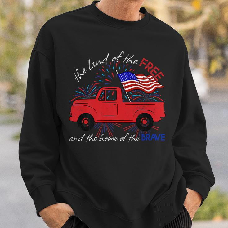 Fourth Of July Patriotic Classic Pickup Truck American Flag Sweatshirt Gifts for Him