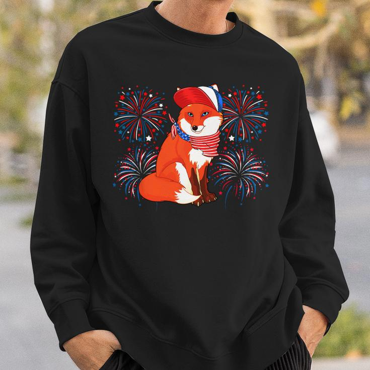 Fox 4Th Of July American Flag Fireworks Costume Animal Sweatshirt Gifts for Him