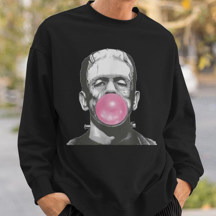 Frankenstein Monster With Pink Bubblegum Bubble Sweatshirt Gifts for Him