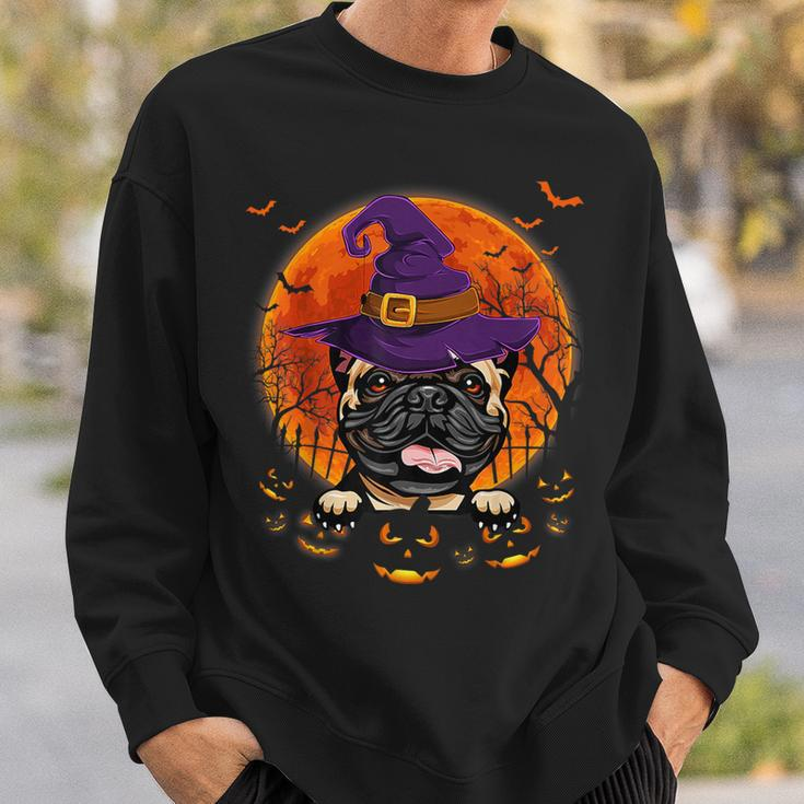 French Bulldog Witch Halloween Pumpkin Scary Costume Sweatshirt Gifts for Him