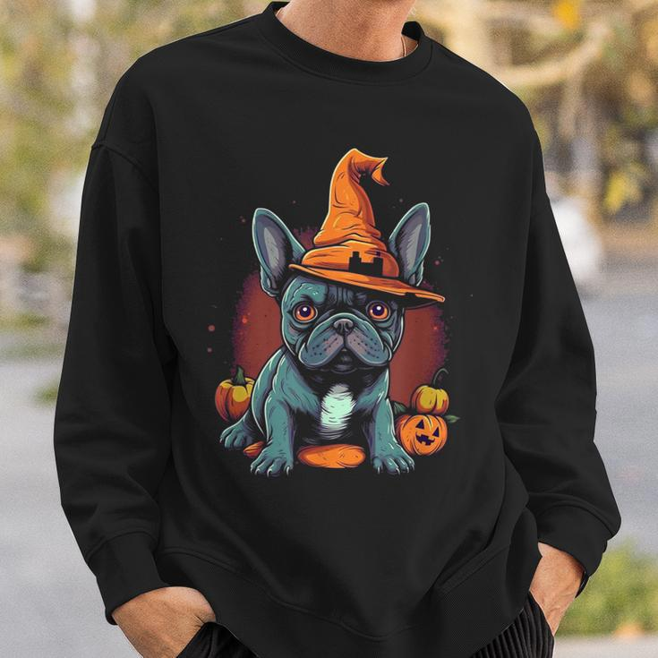 French Bulldog Witch Hat Halloween Costume Dog Lover Puppy Sweatshirt Gifts for Him