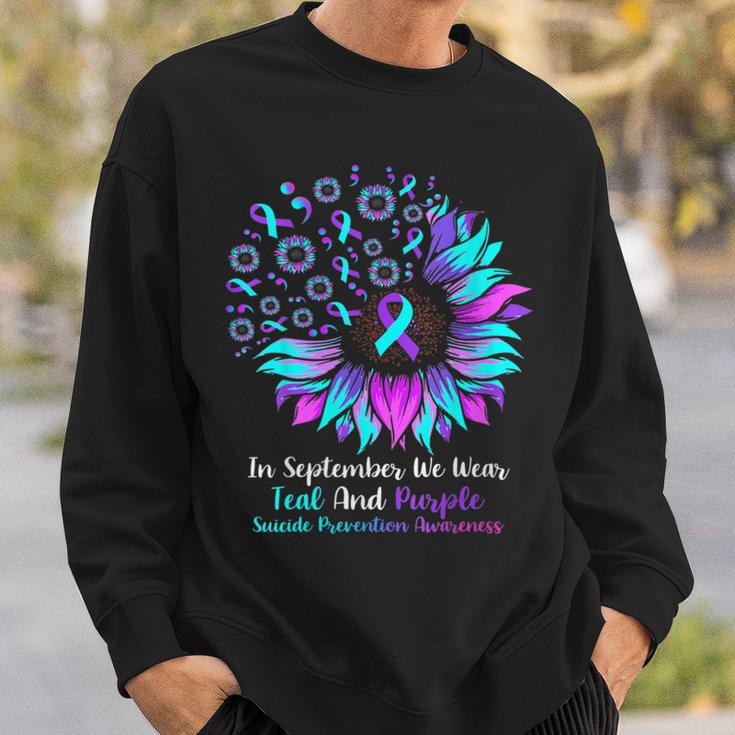Fun In September We Wear Teal And Purple Suicide Preventions Sweatshirt Gifts for Him