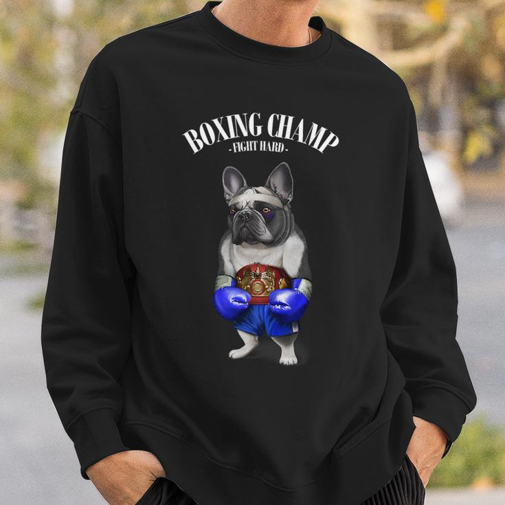 Funny Boxing Champion French Bull Dog Fighter Sweatshirt Gifts for Him