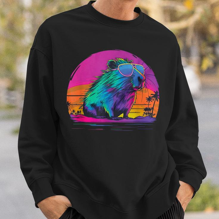 Funny Capybara Vintage Rodent Retro Vaporwave Aesthetic Goth Sweatshirt Gifts for Him