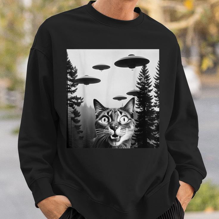 Cats With Alien Ufo Spaceship Cat Lovers Sweatshirt Gifts for Him