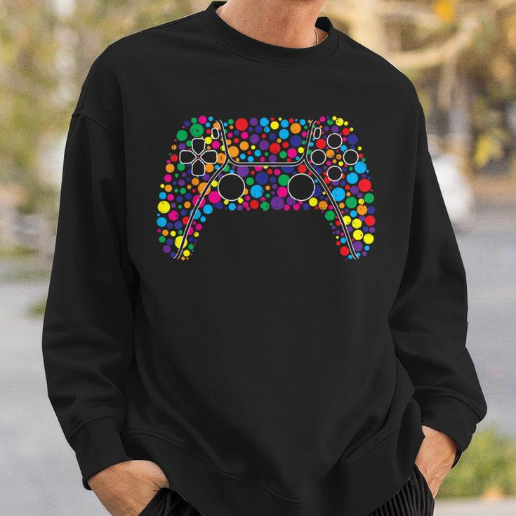 Colourful Polka Dot Video Game International Dot Day Sweatshirt Gifts for Him