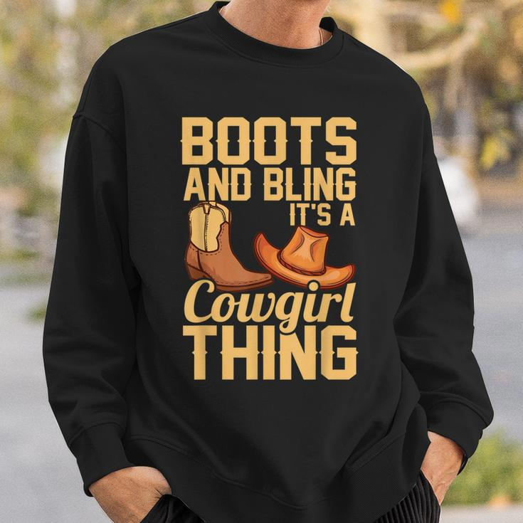Funny Cowgirl Gift For Girls Women Cool Rodeo Boots Bling Sweatshirt Gifts for Him